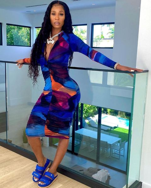 

casual dresses women fall fashion zipper v neck long sleeve tight ruffle print tie dye package buttocks club dress, Black;gray