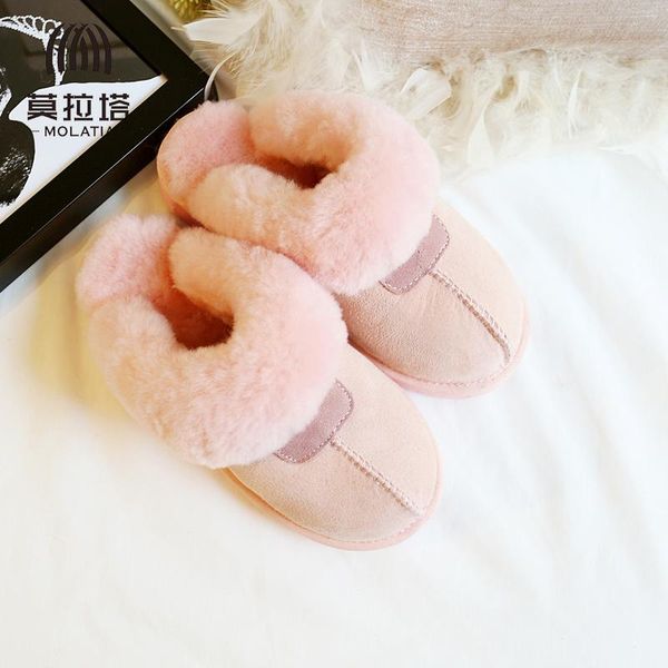 

boots vallu snow women 2021 sheepskin fur hair winter toe cap warm shoes, Black