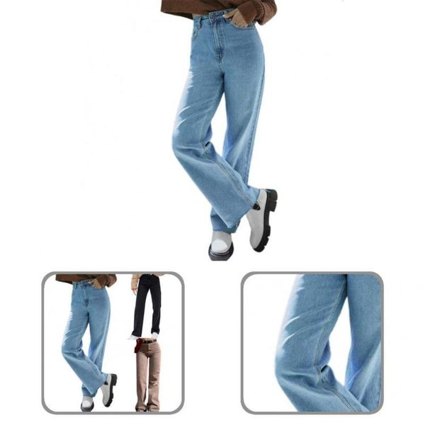 

women's jeans wide leg great cool women leisure trousers loose for daily wear, Blue