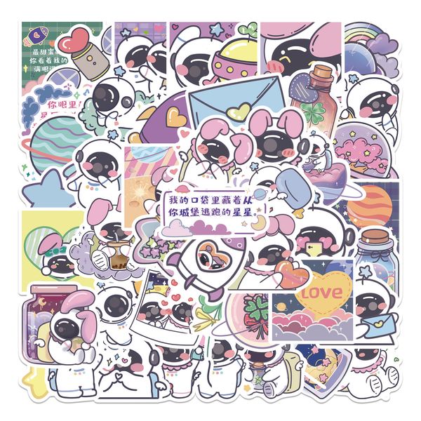

pack of 50pcs wholesale cartoon astronaut stickers no-duplicate waterproof for luggage skateboard notebook helmet water bottle phone car dec