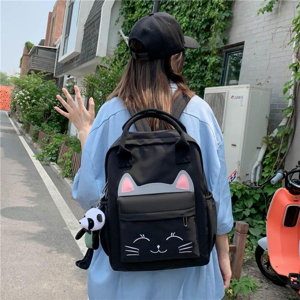

school bags harajuku kawaii fashion women's backpack cartoon nylon waterproof student bookbag large-capacity travel backpacks