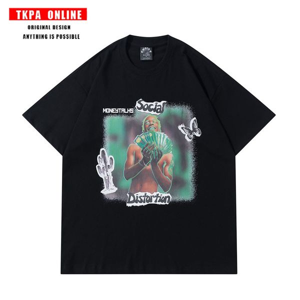 

tkpa american street hip hop rap short sleeve t-shirt, White