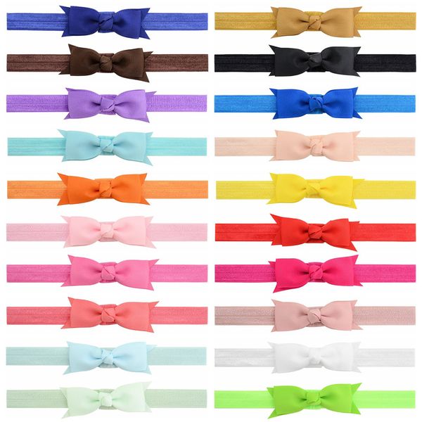 Baby Stirnbänder Mini Grosgrain Bogenkopfbänder Kinder Mädchen Handgemachtes elastisches Haarband Ribbon Bowknot Schwalle Stirnband Kinder Haarzubehör Kha26