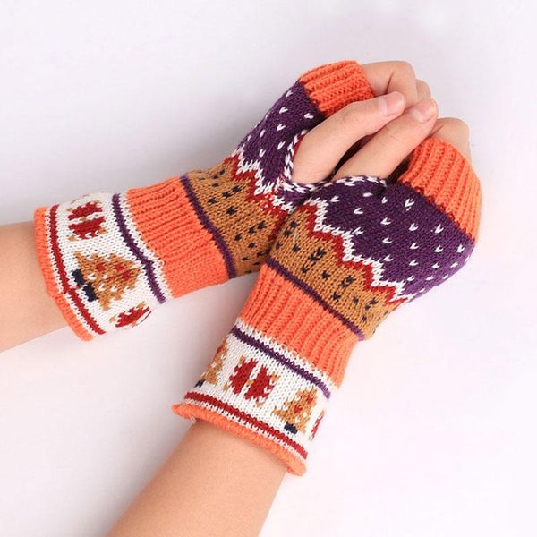 

five fingers gloves christmas knitted arm fingerless warmer winter soft warm mitten luvas de inverno male guantes mujer eldiven, Blue;gray
