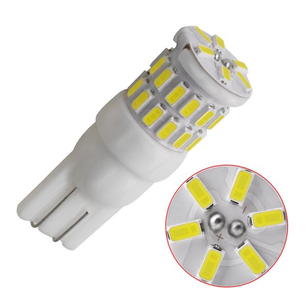 1X T10 W5W Lampadine a LED 3014 30 SMD Lampada a LED in ceramica Cuneo Luci d'ingombro Cupola interna Luce di lettura Car Styling Bianco 6000K 12V