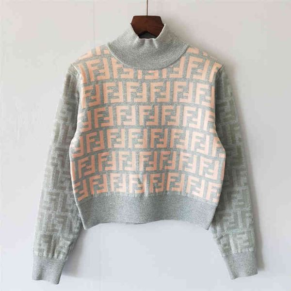

autumn winter jacquard letter gold silver wool blended short knitted sweater for women, White;black