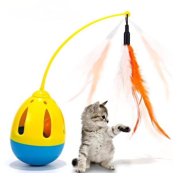 

funny pet toy interactive tumbler cat feather teaser toys training supplies for dog