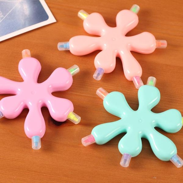 

highlighters 6 colours kawaii shape highlighter pen mini fluo markers stationery office school supplies kids student diy coloured, Black;red