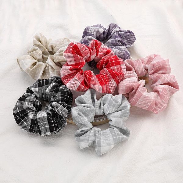 

hair clips & barrettes korean college wind trend wild plaid fabric rubber band summer tie elastic scrunchies jewelry woman, Golden;silver