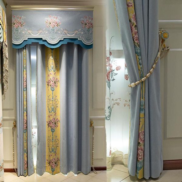 

curtain & drapes chenille color matching shading nordic simple thick modern line jacquard blue green curtains for living room bedroom