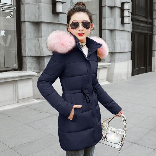 

women's trench coats parkas woman 2021 winter jacket women long for large size coat quilted female hooded fur collar warm, Tan;black