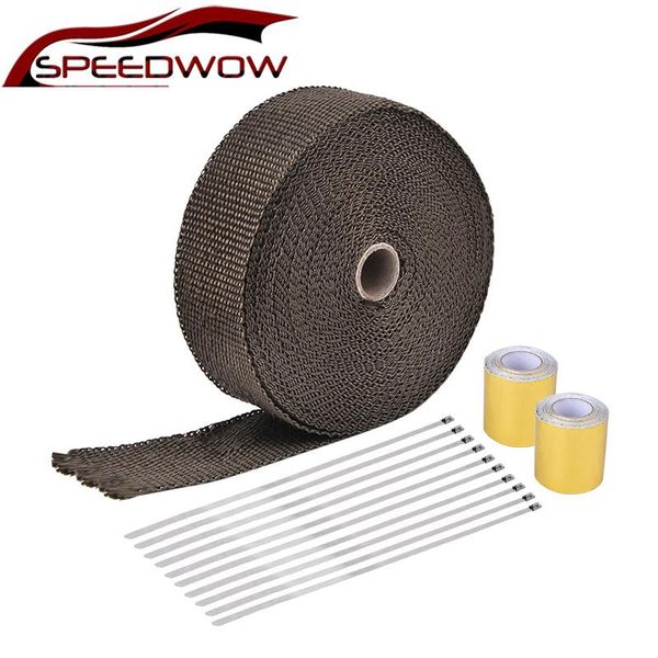 

1set thermal tape header heat wrap 15m roll fiberglass shield motorcycle exhaust pipe system