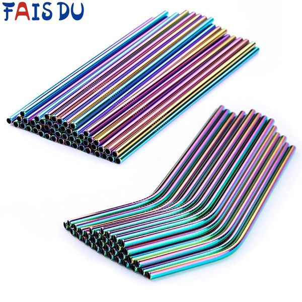 

drinking straws 100 pcs environmental protection 304 stainless steel party bar accessories straight curved straw combination set
