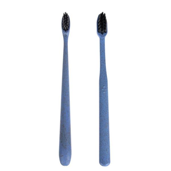 

toothbrush 1pc portable travel wheat soft bamboo charcoal blue