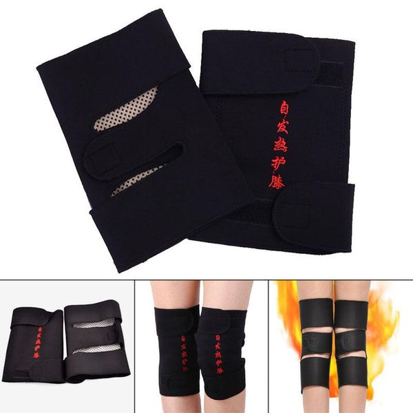 

elbow & knee pads 1 pair tourmaline health care magnetic self-heating fitness sports support ys-buy, Black;gray