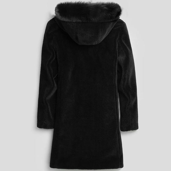 

men's leather & faux winter jacket men real sheep shearing fur coat collar jackets mens natural wool coats lsy070079 my730, Black