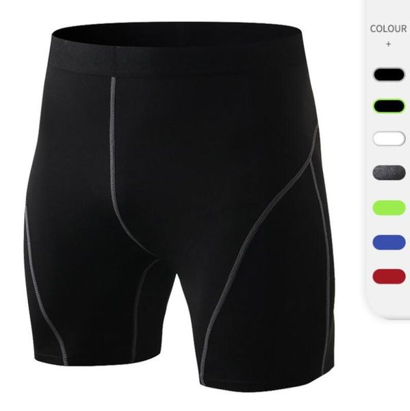 

men compression shorts elastic high waist summer bodybuilding fitness tights sports quick dry leggings workout running underwear, Black;blue