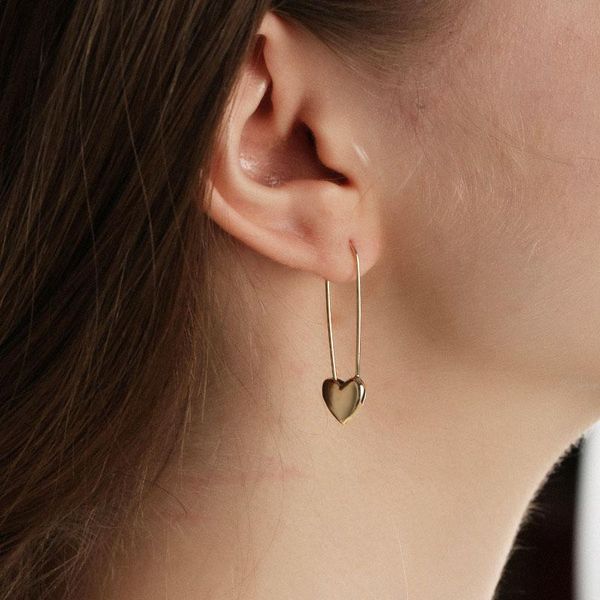 

dangle & chandelier love heart earrings for women metal gold and silver color long small drop earring ladies sweet elegant charms ear jewell