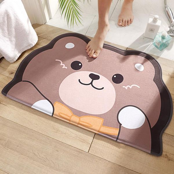 

bath mats cute cartoon flocking entrance door mat lovely dog cat bear anti-slip bathroom kitchen hallway floor pet player