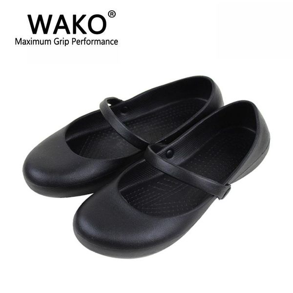 

women chef shoes with strap oilproof waterproof for kitchen workers black cook sandals female non-skid size 36-41