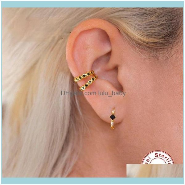 Jewelrysterling Sier Creolen für Frauen Quadratische schwarze Zirkone Luxus Knorpel Ohrring Schmuck Pendientes Hie Drop Lieferung 2021 Jqzud