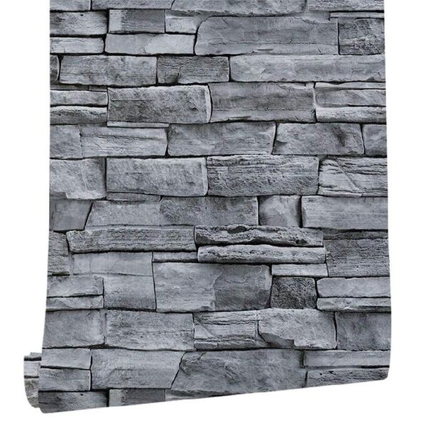 

wallpapers grey brick wallpaper self adhesive contact paper peel and stick 3d faux stone effect wall for decor kitchen
