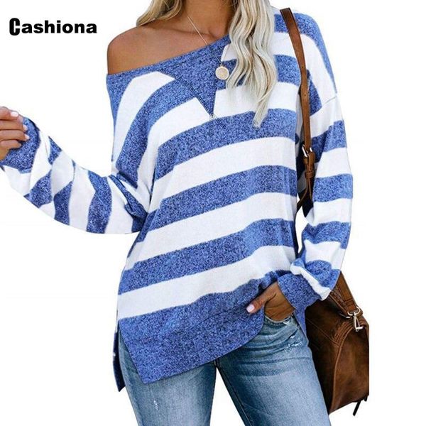 

women's t-shirt plus size 5xl women elegant leisure casual slash neck model stripe 2021 spring autumn loose tees shirt femme, White