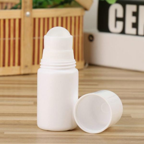 50ml Rolo de plástico branco na garrafa - recipientes de desodorante recarregáveis ​​de viagem -Diy Garrafas de embalagem pessoal de óleo essencial