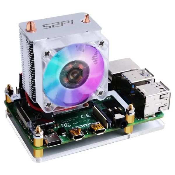 

ice-tower cpu cooling fan v2.0 super heat dissipation different colors leds for raspberry pi 3b+/4b fans & coolings