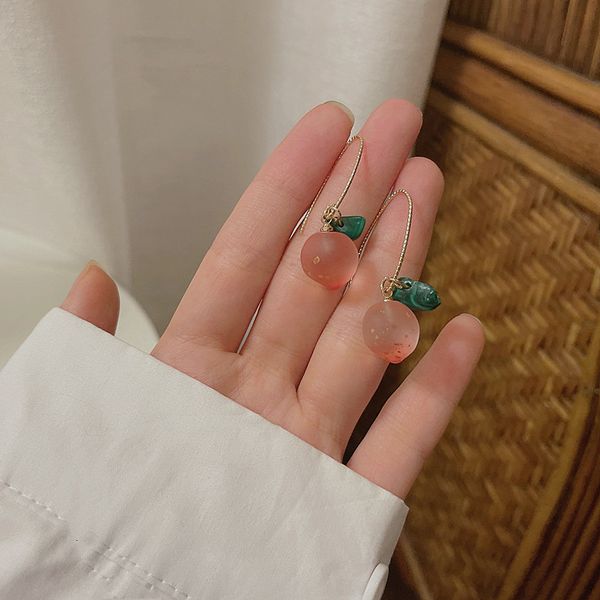 

human honey peach earrings summer 2021 tea sweet wind women, Golden