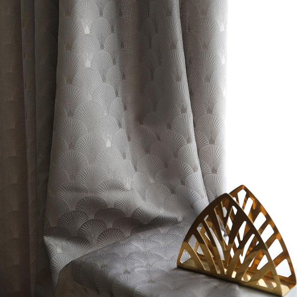 

american modern light luxury all- imitation silk fan-shaped shell jacquard high shading curtains for living room bedroom curtain & drap drap