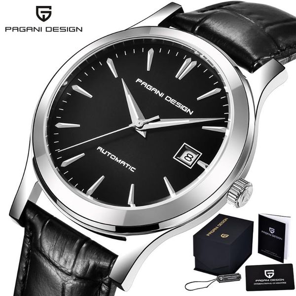 

wristwatches pagani design 40mm men's mechanical watch automatic business leather strap waterproof, Slivery;brown