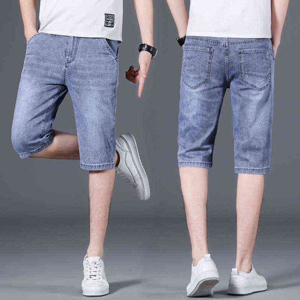 

denim shorts 2021 summer thin loose jeans korean fashion men's casual 5-point pants, Blue