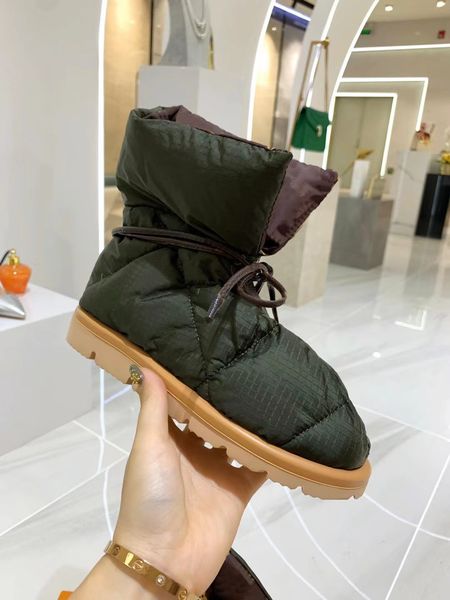 

pillow comfort ankle boot 2021 designer luxury women down snow nylon boots down filling, Black