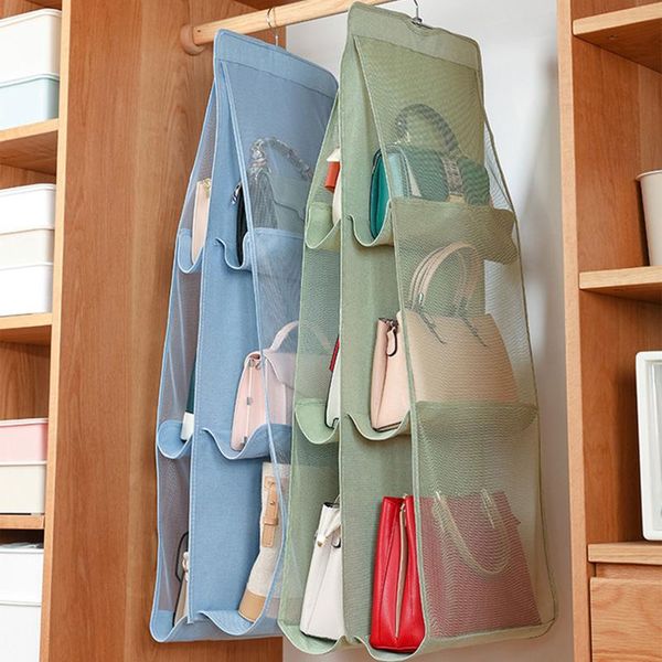 

hanging handbag organizer for wardrobe closet transparent storage bag door wall clear sundry shoe with hanger pouch bags