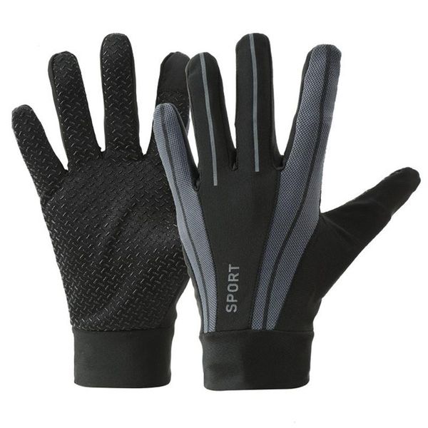 

cycling gloves mittens bicycle training gel touch screen mtb mountain bike protective sport men's woman outdoor long thin, Black