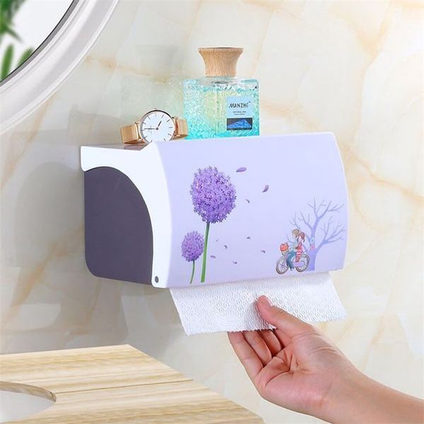 Dispenser di asciugamani porta carta igienica impermeabile per WC Accessori bagno Vassoio creativo Montaggio a parete in plastica 210423