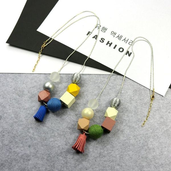 

pendant necklaces bohemia wood handmade vintage tassels & pendants statement maxi necklaec for party show ornament, Silver