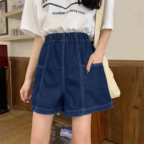 

summer loose comfortable jean korean elastic high waist womens clothing vintage streetwear fashion denim shorts feminino, White;black