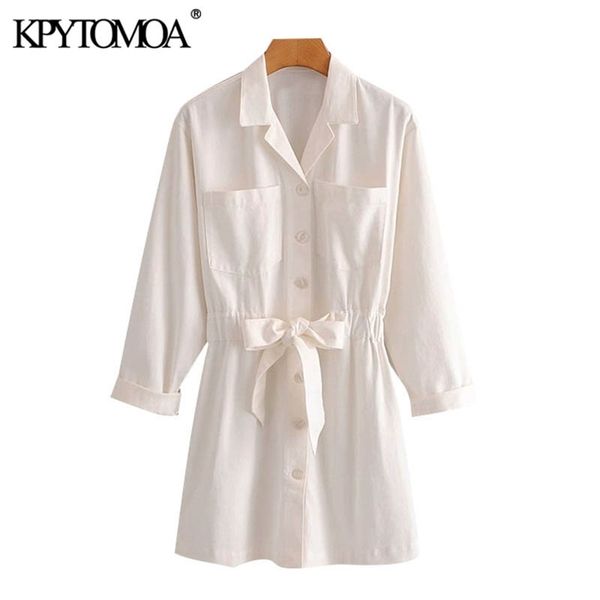 

women fashion with pockets button-up mini dress vintage elastic waist adjustable tied female dresses mujer 210420, Black;gray