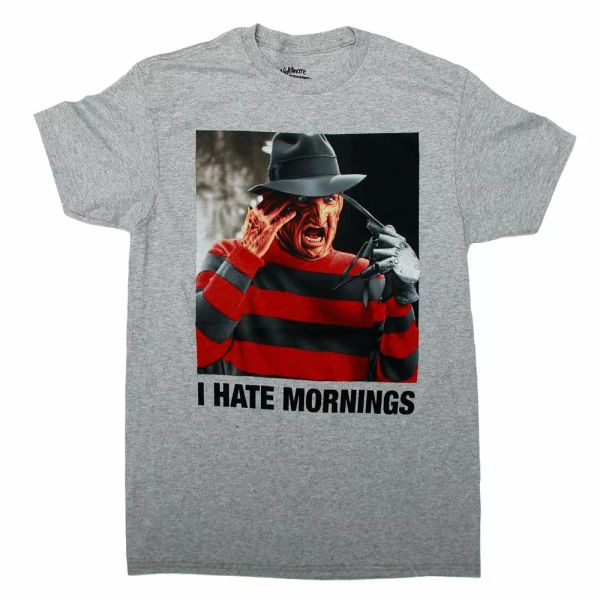 

a nightmare on elm street freddy krueger i hate mornings t shirt, White;black