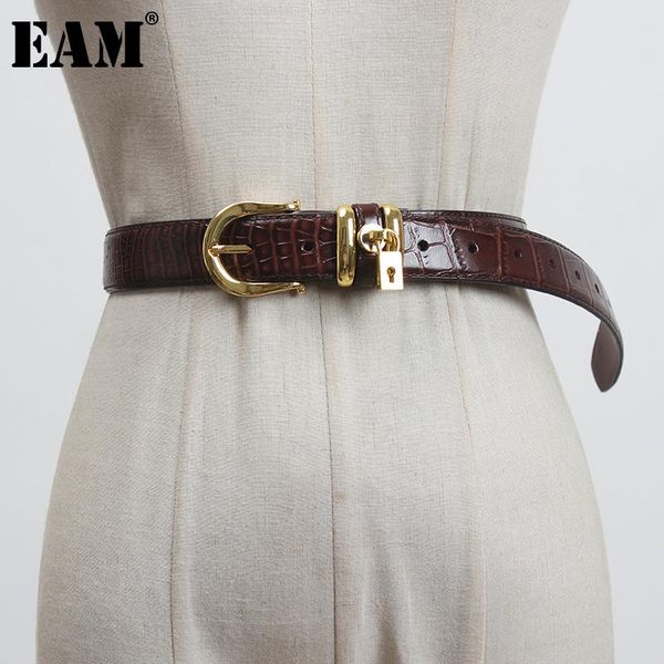 

belts [eam] pu leather black buckle split long wide belt personality women fashion tide all-match spring autumn 2021 1dc744, Black;brown
