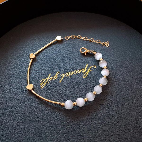 

link, chain bracelet for women fashion opal friend sister keepsake net red design love bead, Black