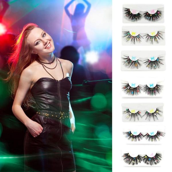 

false eyelashes 1pair colorful show stage makeup bar fiber 3d 25mm extra long
