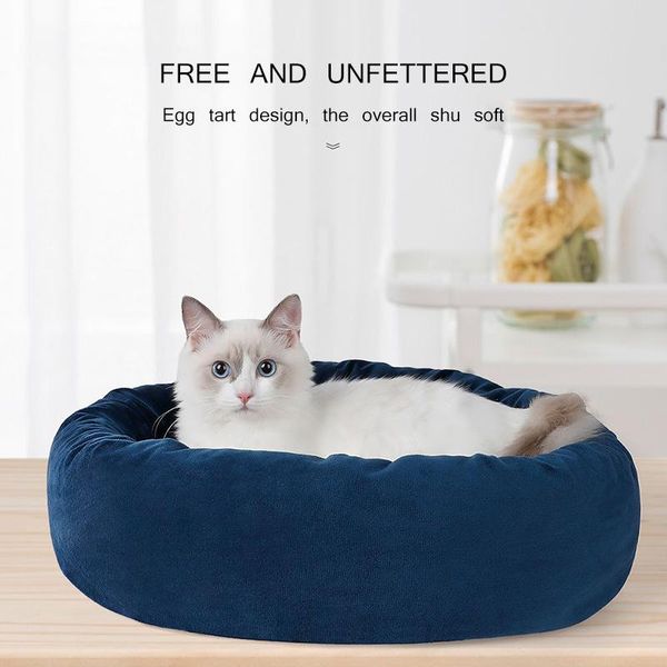 

dog long plush dounts beds calming bed pet kennel super soft fluffy comfortable for large / cat house & furniture