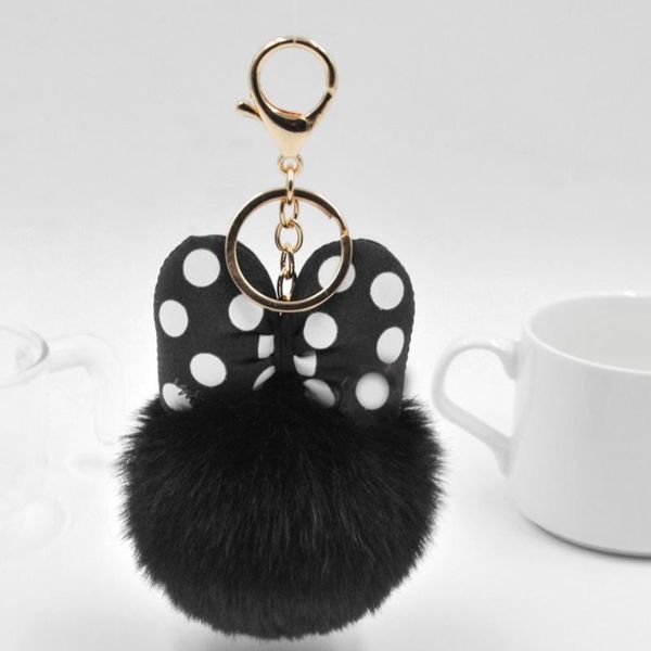 

keychains 23 colors trinket fluffy artificial fur ball key chain pompons ring holder women car bag ewelry eh002, Silver