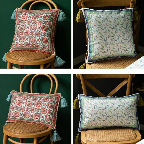 

cushion/decorative pillow vintage floral cushion cover tassles soft 43x43cm 30x50cm leaves for home decoration living room bed