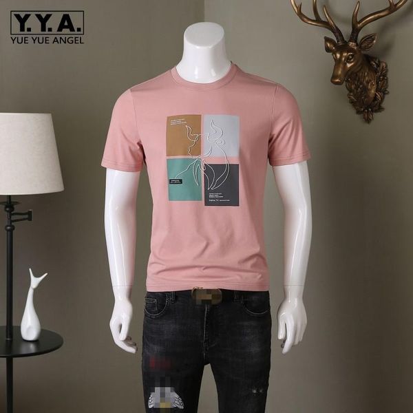 

men short sleeve o-neck t shirt summer animal printing slim fit casual cartoon white pullover plus size 4xl men's t-shirts, White;black