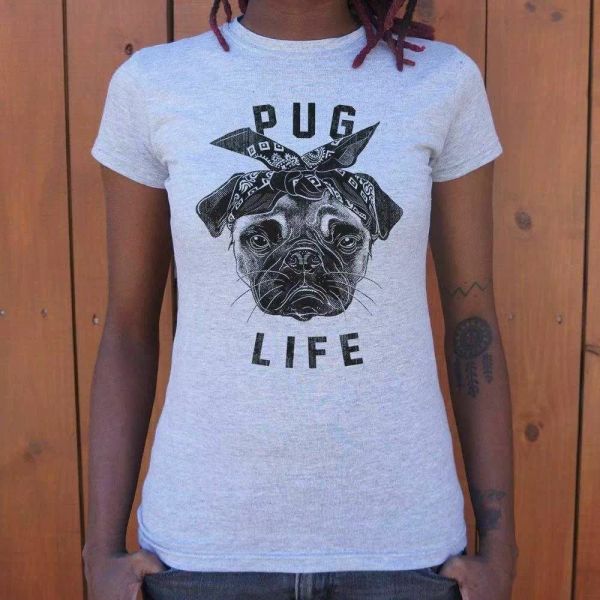 

pug life dog t-shirt | short sleeve graphic tee for women, White;black
