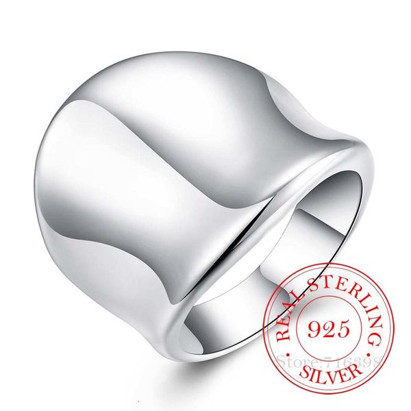 

new arrival 100% 925 sterling thumb glossy rings for women big faced wide finger ring jewelry mama men gift, Golden;silver